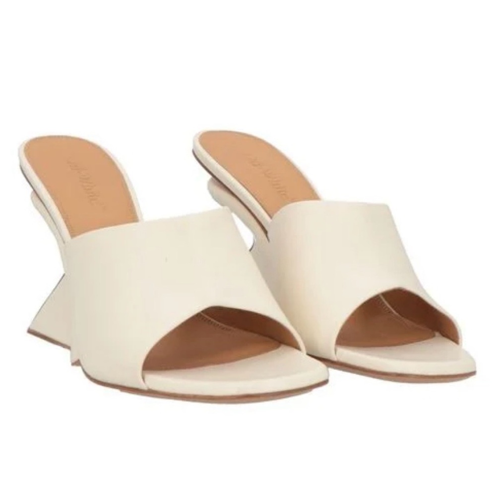 Off-White Open-Toe Slide Mules in Cream
